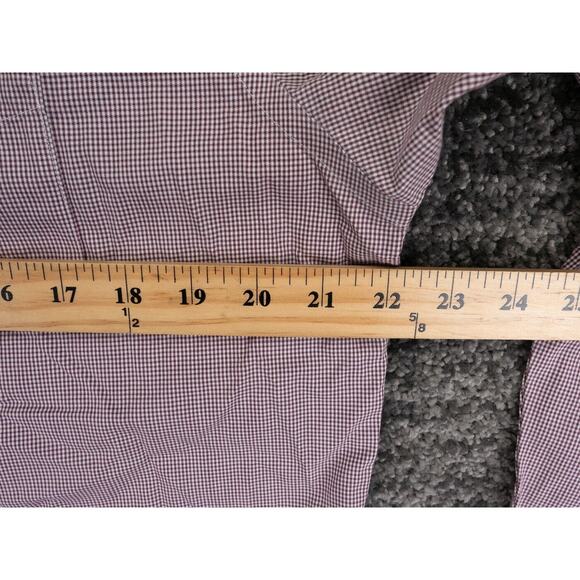 UNTUCKit Shirt Mens Large Maroon White Gingham Plaid Wrinkle Free Casual Preppy - Picture 5 of 10